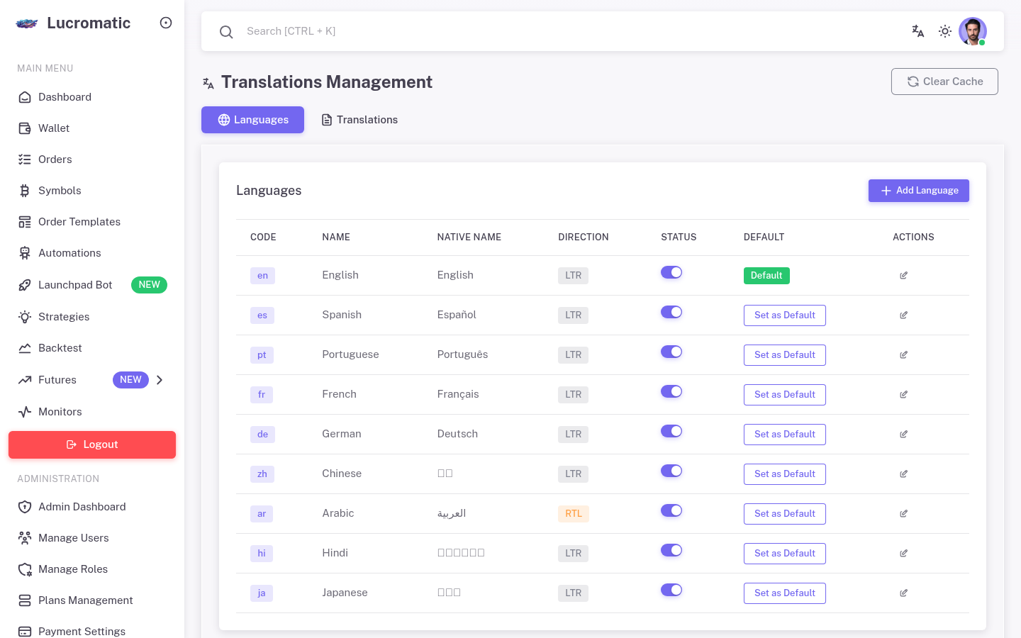 9-Language i18n System